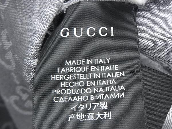 GUCCI グッチ ストール GG柄 グレー ウール80%×シルク20％ レディース 大判 美品