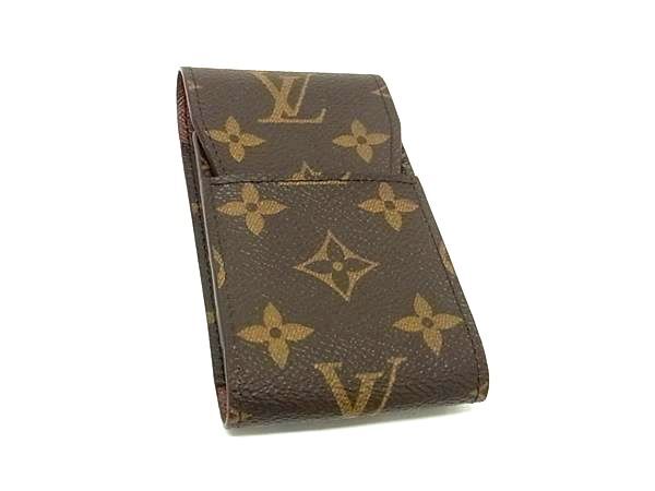 LOUIS VUITTON ルイヴィトン シガレットケース ポーチ モノグラム エテュイ シガレット M63024 ブラウン PVC レザー ユニセックス 美品