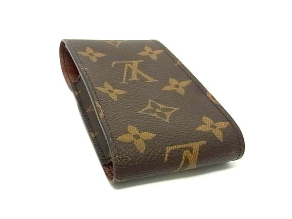 LOUIS VUITTON ルイヴィトン シガレットケース ポーチ モノグラム エテュイ シガレット M63024 ブラウン PVC レザー ユニセックス 美品
