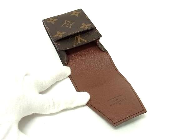 LOUIS VUITTON ルイヴィトン シガレットケース ポーチ モノグラム エテュイ シガレット M63024 ブラウン PVC レザー ユニセックス 美品