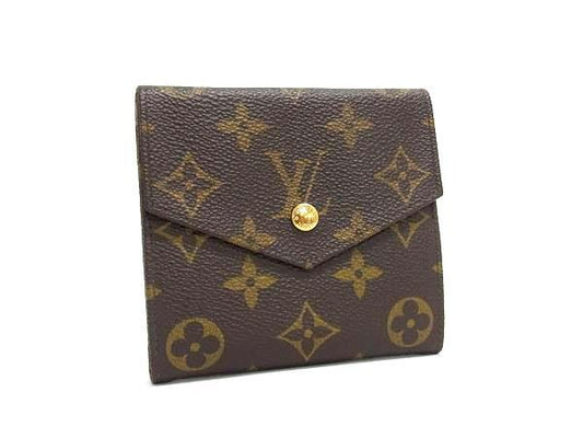 LOUIS VUITTON ルイヴィトン 財布 モノグラム ポルトモネビエ カルトクレディ M61660 ブラウン PVC レザー レディース Wホック 三つ折り 財布