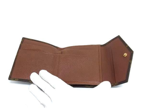 LOUIS VUITTON ルイヴィトン 財布 モノグラム ポルトモネビエ カルトクレディ M61660 ブラウン PVC レザー レディース Wホック 三つ折り 財布