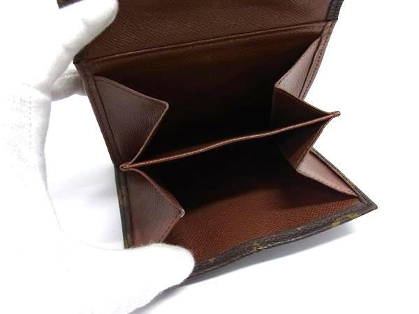 LOUIS VUITTON ルイヴィトン 財布 モノグラム ポルトモネビエ カルトクレディ M61660 ブラウン PVC レザー レディース Wホック 三つ折り 財布