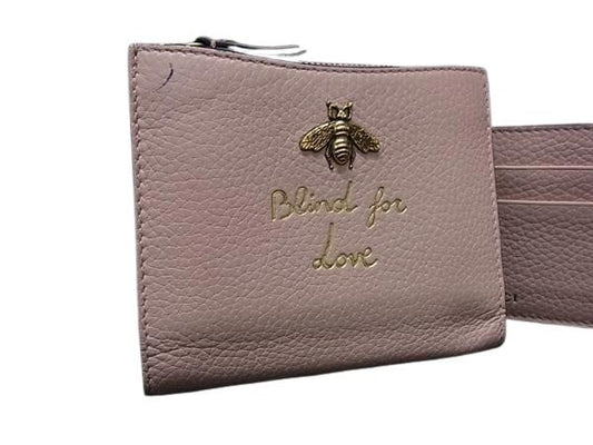 GUCCI グッチ 財布 アニマリエ 498094 ライトピンク レザー レディース 蜂 ビー 二つ折り財布 ゴールド金具