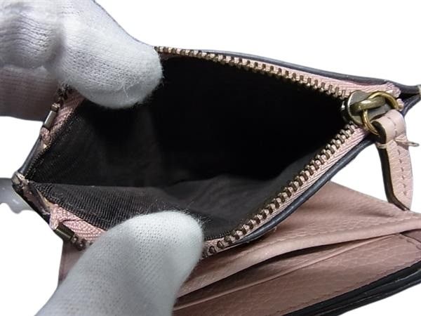 GUCCI グッチ 財布 アニマリエ 498094 ライトピンク レザー レディース 蜂 ビー 二つ折り財布 ゴールド金具