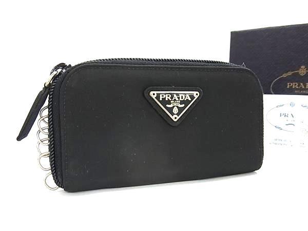 PRADA プラダ キーケース トライアングルロゴ M604 ブラック テスートナイロン ユニセックス 6連 三角ロゴマーク