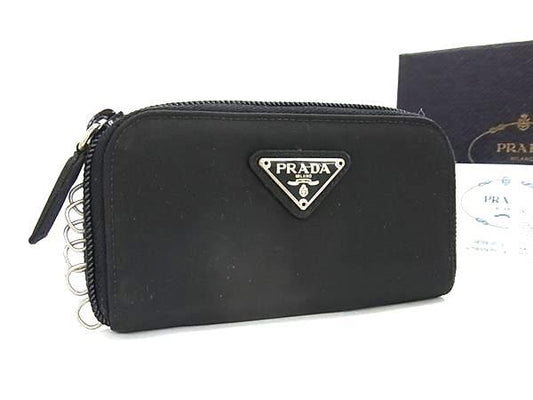 PRADA プラダ キーケース トライアングルロゴ M604 ブラック テスートナイロン ユニセックス 6連 三角ロゴマーク