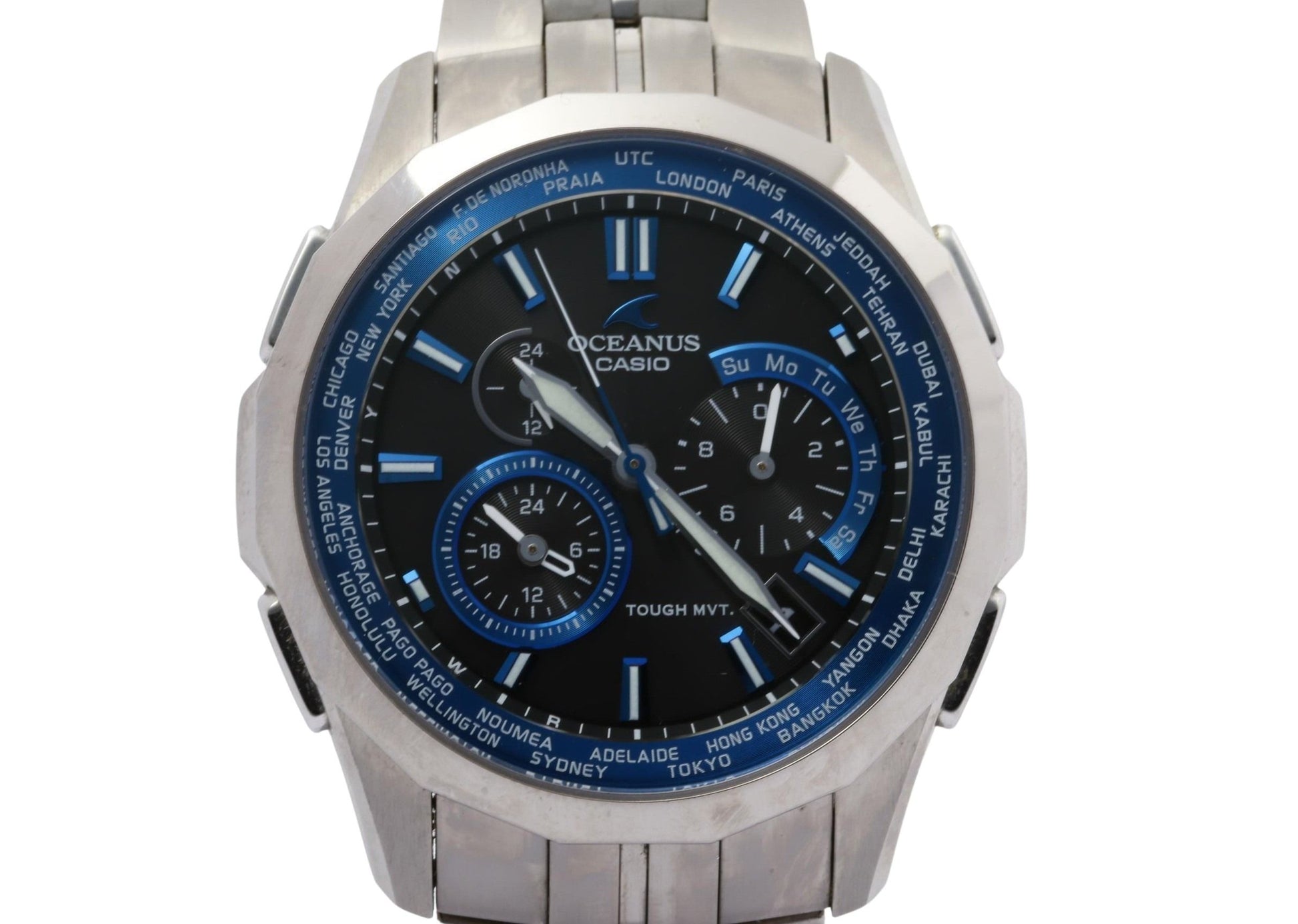 CASIO カシオ 時計 オシアナス マンタl OCWS1400 ブラック シルバー チタン メンズ アナログ 美品