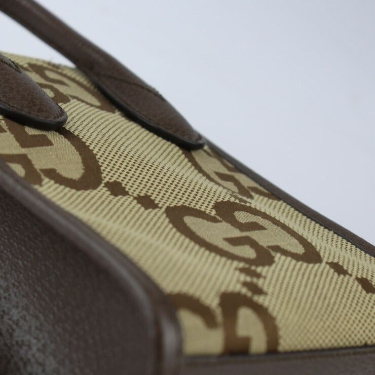 新古未使用展示品 GUCCI グッチ ミニトートバッグ ハンドバッグ 699406 ジャンボGGキャンバス × レザー ベージュ ブラウン ゴールド金具 2WAY ショルダーバッグ