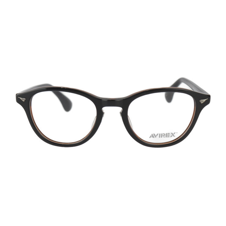 新古未使用展示品 AVIREX アヴィレックス 伊達メガネ メガネ AR202 B-BR 表記サイズ 48□21-140 プラスチック ブラウン系 メガネフレーム アジアンフィット ウェリントン