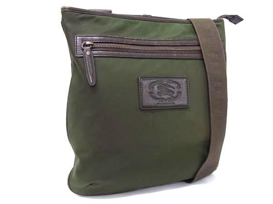 BURBERRY バーバリー ショルダーバッグ - グリーン系×ブラウン系 ナイロン×レザー ユニセックス