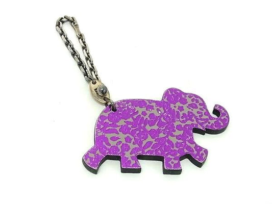 美品 HERMES エルメス アニマル バッグチャーム - - パープル系×グレー系 レザー SV925 ユニセックス シルバー金具 キーホルダー キーチェーン