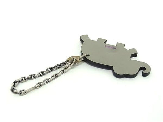 美品 HERMES エルメス アニマル バッグチャーム - - パープル系×グレー系 レザー SV925 ユニセックス シルバー金具 キーホルダー キーチェーン