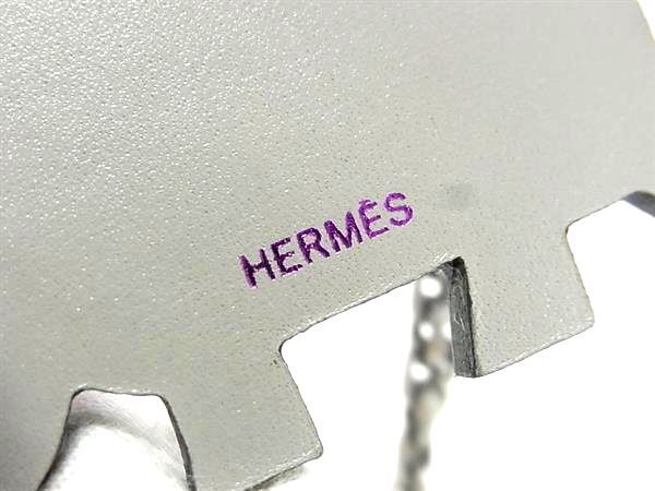 美品 HERMES エルメス アニマル バッグチャーム - - パープル系×グレー系 レザー SV925 ユニセックス シルバー金具 キーホルダー キーチェーン