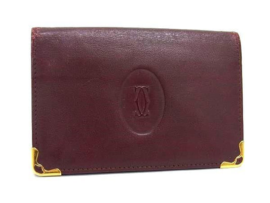 Cartier カルティエ カードケース マストライン - ボルドー レザー ユニセックス ゴールド金具