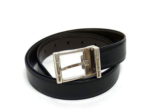 美品 BVLGARI ブルガリ ベルト - - ブラック系×ブラウン系 レザー メンズ リバーシブル シルバー金具