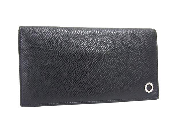 BVLGARI ブルガリ 二つ折り 長財布 ブルガリブルガリ クラシコ 282346 ブラック レザ ー メンズ 札入れ ロゴ シルバー金具