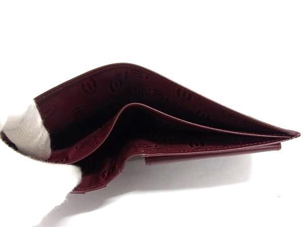 美品 Cartier カルティエ 二つ折り 財布 マストライン - ボルドー レザー メンズ ゴールド金具