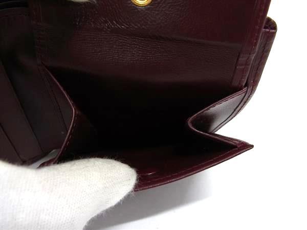 美品 Cartier カルティエ 二つ折り 財布 マストライン - ボルドー レザー メンズ ゴールド金具