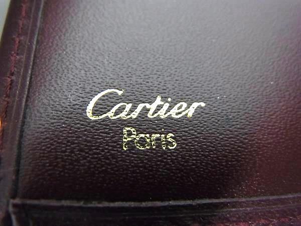 美品 Cartier カルティエ 二つ折り 財布 マストライン - ボルドー レザー メンズ ゴールド金具