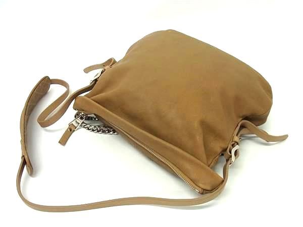 JIMMY CHOO ジミーチュウ ショルダーバッグ バイカー - ブラウン レザー レディース チェーン シルバー金具