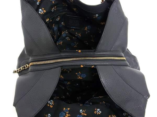 美品 COACH コーチ ハンドバッグ - F25884 ブルー ネイビー デニム×レザー レディース チェーン ゴールド金具