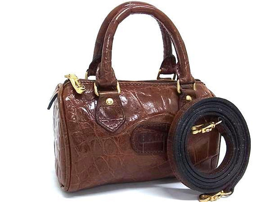 BALLY バリー ハンドバッグ - ブラウン クロコダイル型押しレザー レディース 2WAY ミニ