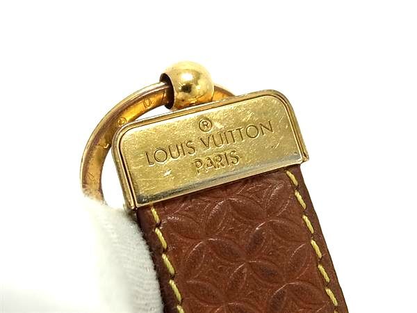 LOUIS VUITTON ルイヴィトン キーホルダー モノグラム ポルト クレ ドラゴンヌ M66785 ブラウン レザー ユニセックス フラワー