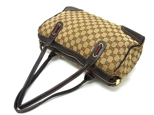 GUCCI グッチ トートバッグ シェリーライン プリンシー 177052 ベージュ ブラウン GGキャンバス×レザー レディース GG柄