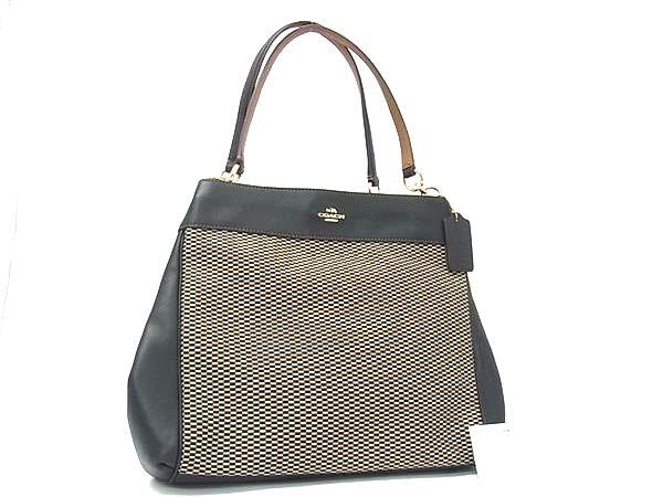 COACH コーチ トートバッグ エクスプローデッド レップス F57540 ブラック系 キャンバス×レザー レディース 美品