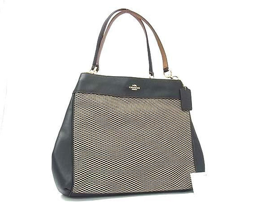 COACH コーチ トートバッグ エクスプローデッド レップス F57540 ブラック系 キャンバス×レザー レディース 美品