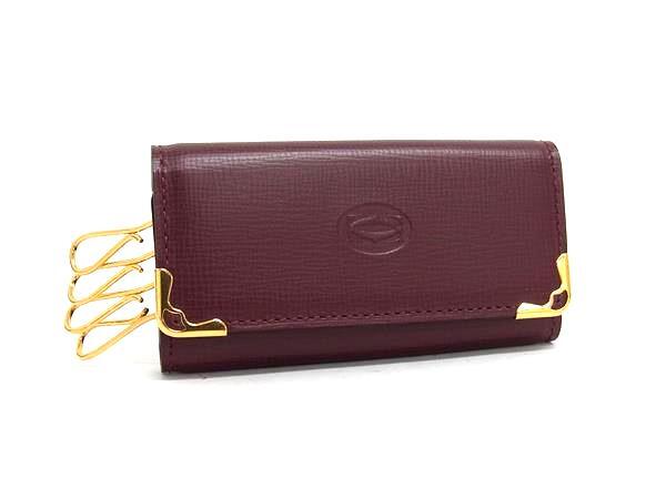 Cartier カルティエ キーケース マストライン - ボルドー レザー ユニセックス 4連 ゴールド金具 超美品