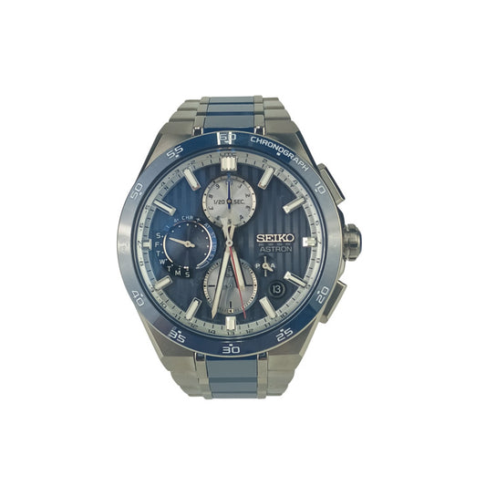 SEIKO セイコー 腕時計 アストロン ネクスター GPSソーラー デュアルタイム・クロノグラフ SBXC181 / 5X83-0AA0-1 シルバー ブルー文字盤 チタン セラミック メンズ アナログ 超美品