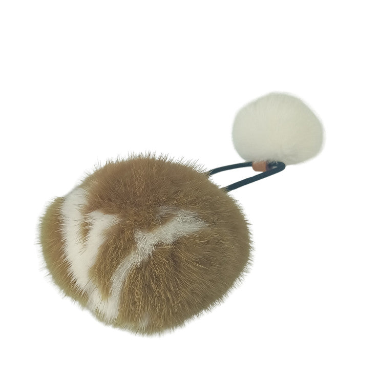 LOUIS VUITTON ルイヴィトン ヘアアクセサリー シュシュ・ヴィゾン LV コージー M77738 ブラウン×ホワイト ミンクファー レディース 美品