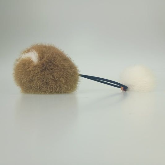 LOUIS VUITTON ルイヴィトン ヘアアクセサリー シュシュ・ヴィゾン LV コージー M77738 ブラウン×ホワイト ミンクファー レディース 美品