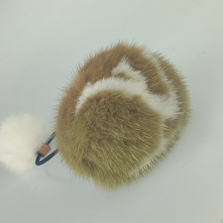 LOUIS VUITTON ルイヴィトン ヘアアクセサリー シュシュ・ヴィゾン LV コージー M77738 ブラウン×ホワイト ミンクファー レディース 美品