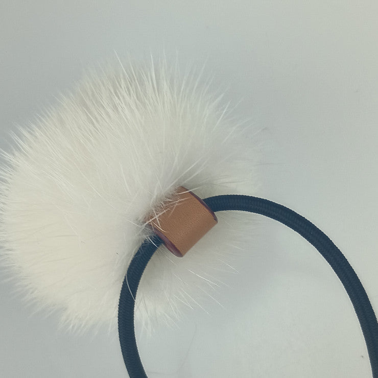 LOUIS VUITTON ルイヴィトン ヘアアクセサリー シュシュ・ヴィゾン LV コージー M77738 ブラウン×ホワイト ミンクファー レディース 美品