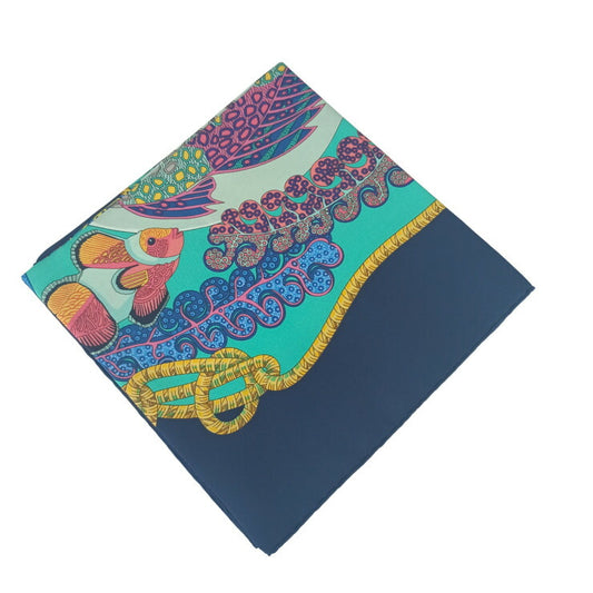 HERMES エルメス スカーフ カレ90 Grands Fonds - マルチカラー シルク100％ レディース 深海 美品