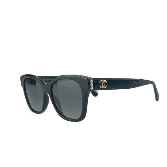 CHANEL シャネル アイウェア POLARIZED サングラス 5482HA ブラック プラスチック フェイクパール レディース ココマーク 54□17 140 ゴールド金具 超美品