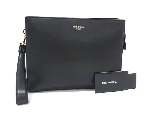 DOLCE＆GABBANA ドルチェアンドガッバーナ クラッチバッグ BM1658 ブラック レザー メンズ ゴールド金具 美品