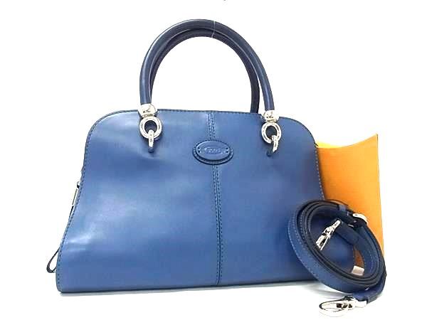 TOD’S トッズ ハンドバッグ セラ ブルー レザー レディース 2WAY シルバー金具 美品