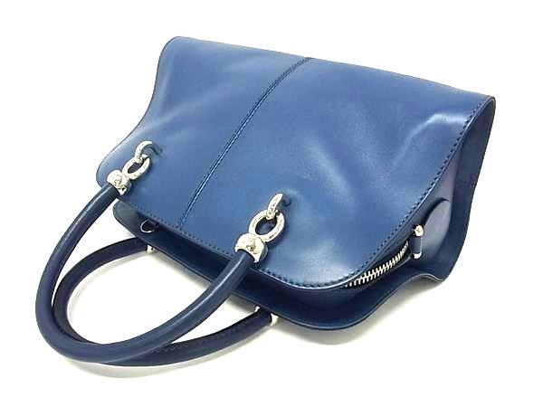 TOD’S トッズ ハンドバッグ セラ ブルー レザー レディース 2WAY シルバー金具 美品