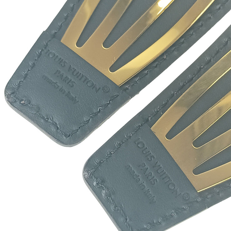 LOUIS VUITTON ルイヴィトン ヘアアクセサリー モノグラム バックステージ ヘアクリップ M01443 ブラウン ブラック PVC レザー レディース ゴールド金具 新古未使用展示品