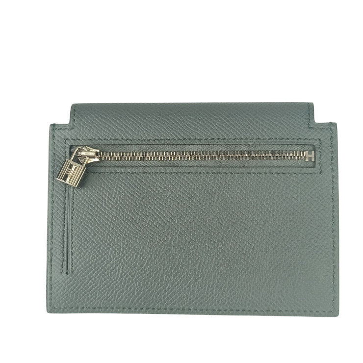 HERMES エルメス コインケース KELLY POCKET COMPACT ケリーポケットコンパクト 079001CK VERT AMANDE ヴェールアマンド（グレー系） エプソン ユニセックス シルバー金具 超美品