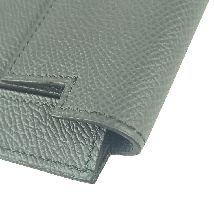 HERMES エルメス コインケース KELLY POCKET COMPACT ケリーポケットコンパクト 079001CK VERT AMANDE ヴェールアマンド（グレー系） エプソン ユニセックス シルバー金具 超美品