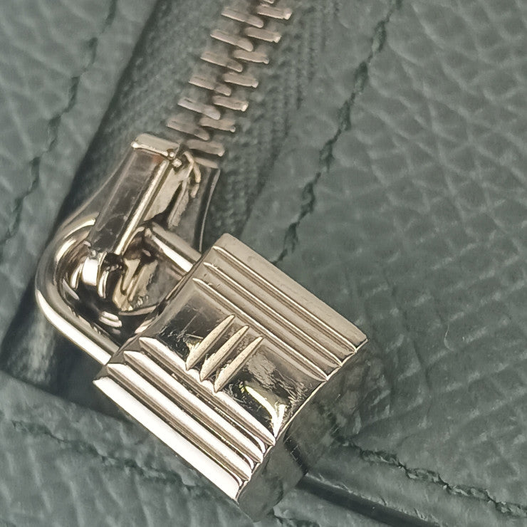 HERMES エルメス コインケース KELLY POCKET COMPACT ケリーポケットコンパクト 079001CK VERT AMANDE ヴェールアマンド（グレー系） エプソン ユニセックス シルバー金具 超美品