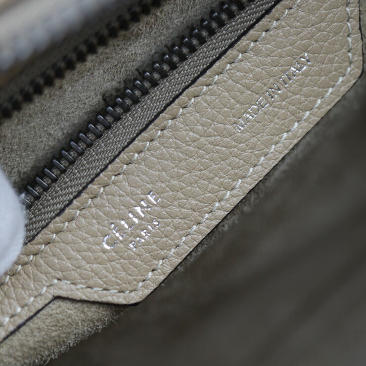 新古未使用展示品 CELINE セリーヌ ラゲージ マイクロ ショッパー ハンドバッグ 167793DRU カーフレザー ベージュ系 シルバー金具 トートバッグ