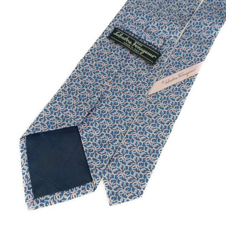 Salvatore Ferragamo サルヴァトーレ フェラガモ ネクタイ ネクタイ - ブルー系 ピンク系 シルク100％ メンズ 馬蹄柄 総柄