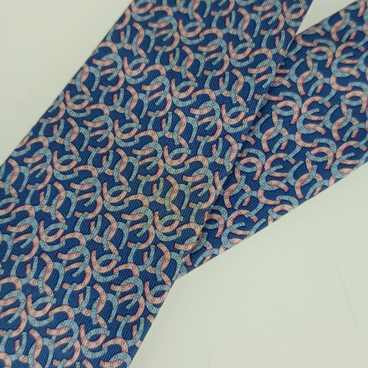 Salvatore Ferragamo サルヴァトーレ フェラガモ ネクタイ ネクタイ - ブルー系 ピンク系 シルク100％ メンズ 馬蹄柄 総柄