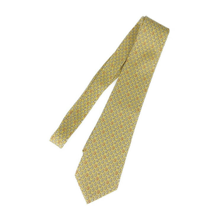 美品 Salvatore Ferragamo サルヴァトーレ フェラガモ ネクタイ ネクタイ - イエロー系 マルチカラー シルク100％ メンズ アニマル柄 総柄